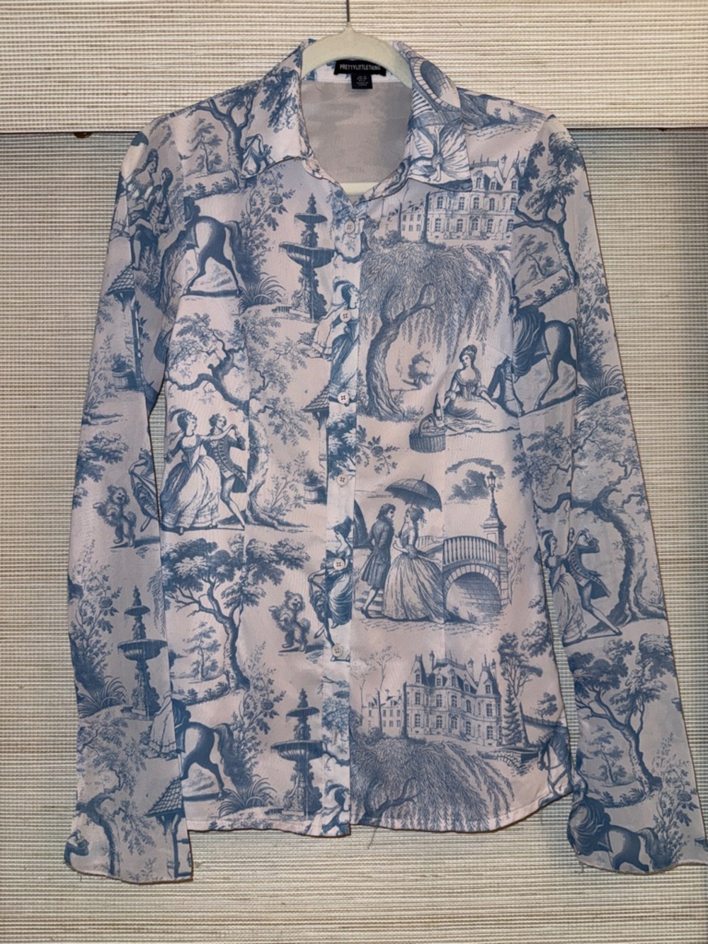 PrettyLittleThing | Printed Toile Long-Sleeve Shirt | Semi-Sheer Sleeves| Size 6